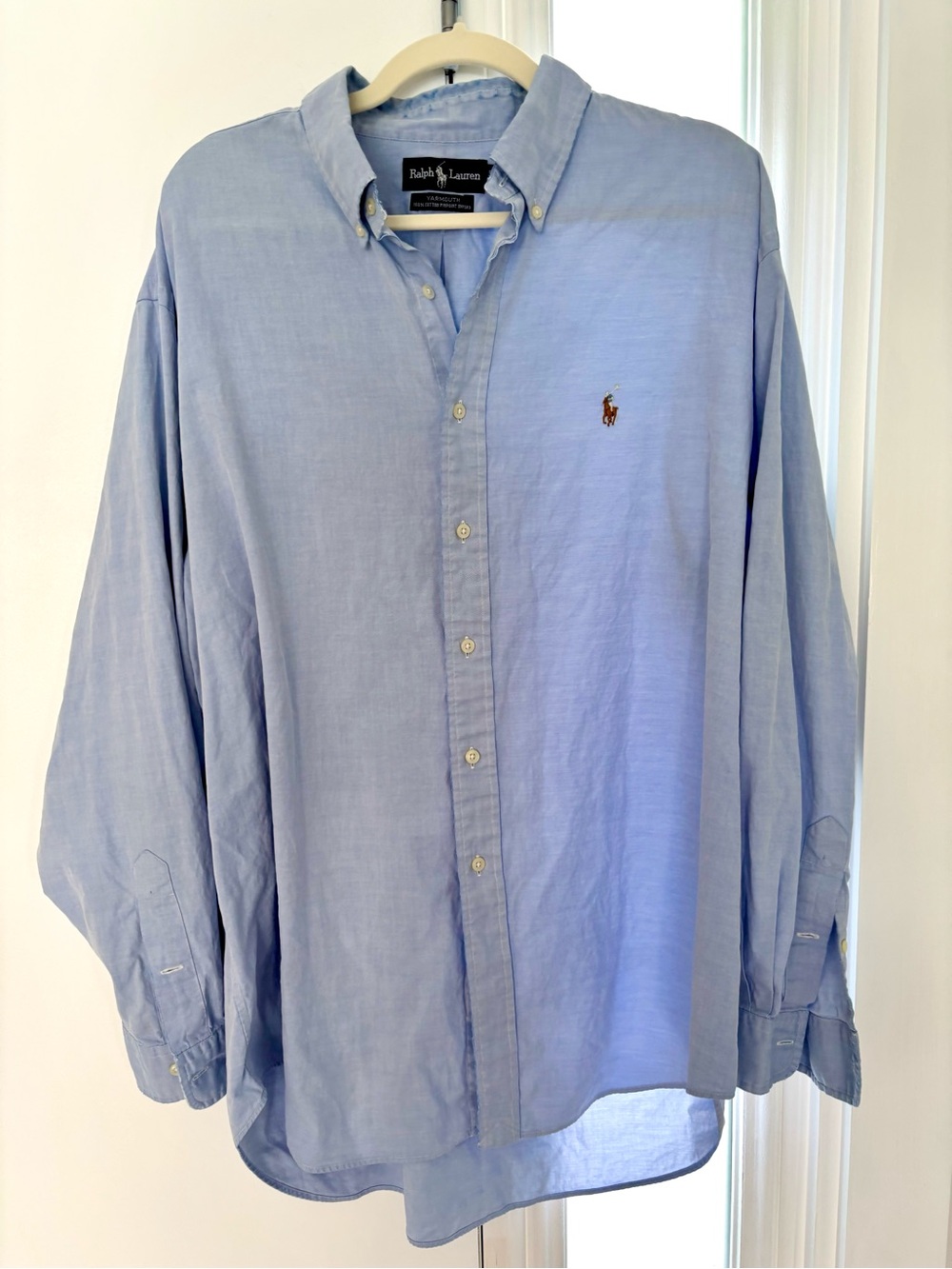 Ralph Lauren Light Blue Cotton Button-Down Shirt with Pony Logo